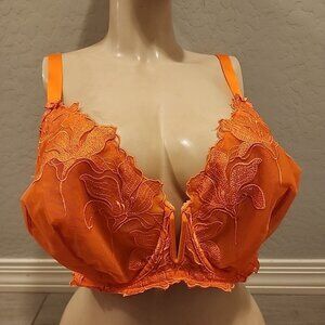 Cacique Bra 46DDD Unlined Balconette Orange Underwire Unlined